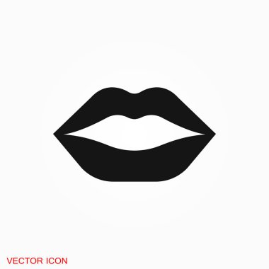 Dudak simgesi, öpücük simgesi logosu, vektör işareti simgesi tasarım için