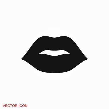 Dudak simgesi, öpücük simgesi logosu, vektör işareti simgesi tasarım için