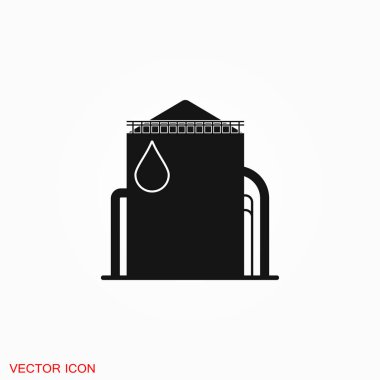 Petrol depolama tank simgesi logo, tasarım vektör işareti simgesi