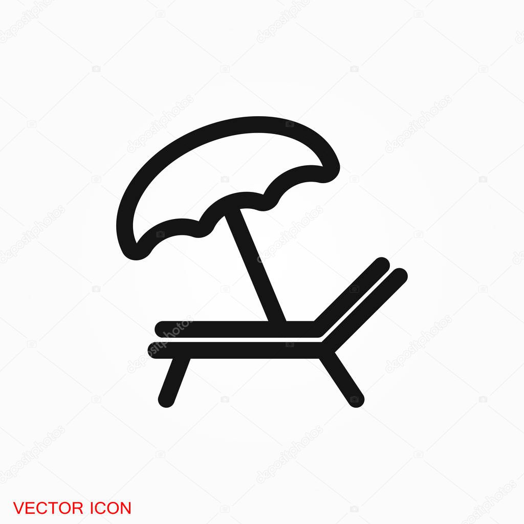 Chaise lounge icon logo, vector sign symbol for design