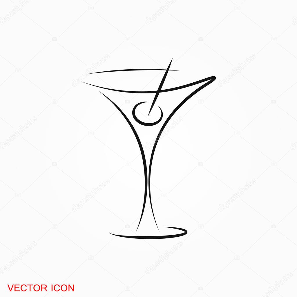 Martini icon logo, vector sign symbol for design