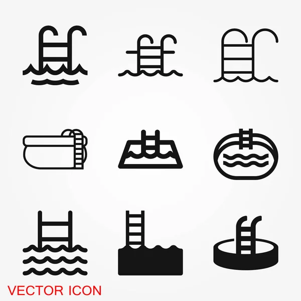 Symbole de signe vectoriel d'icône plate de piscine pour la conception — Image vectorielle
