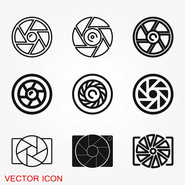 Kamera-Objektiv-Symbol-Vektorzeichensymbol für Design — Stockvektor