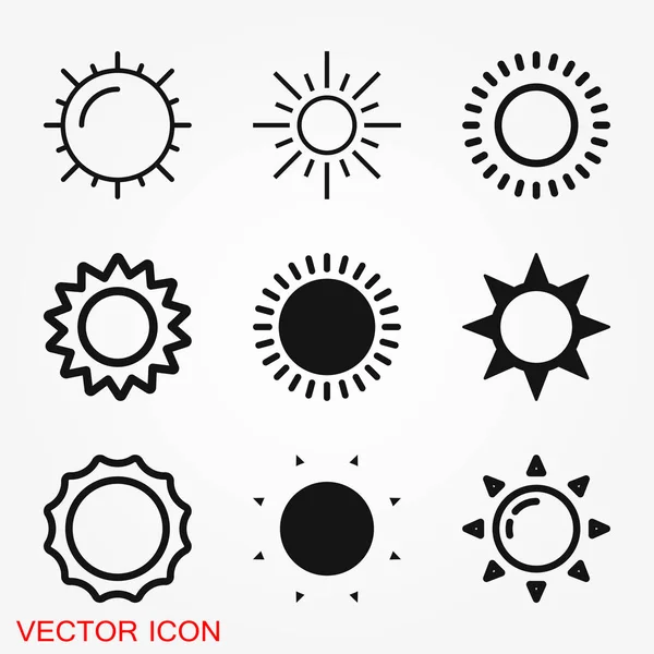 Símbolo de sinal de vetor Sun Icon para design — Vetor de Stock