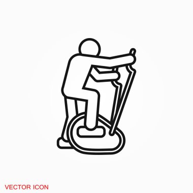 Eliptik makinesi spor salonu kutsal kişilerin resmi, vektör işareti simgesi tasarım için