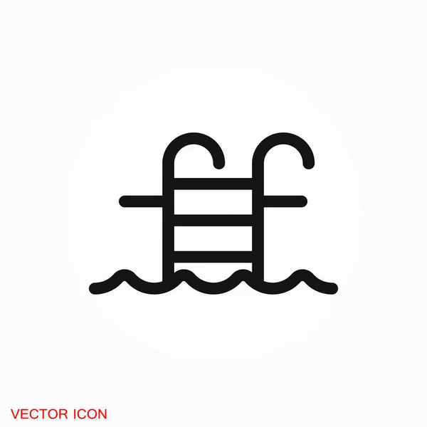 Piscina icona piatta segno vettoriale simbolo per il design — Vettoriale Stock