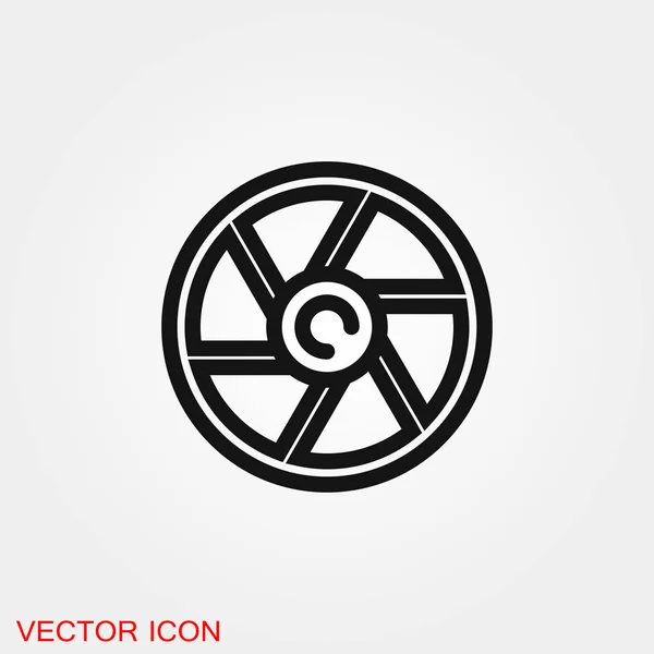 Cámara icono objetivo símbolo de signo vectorial para el diseño — Vector de stock