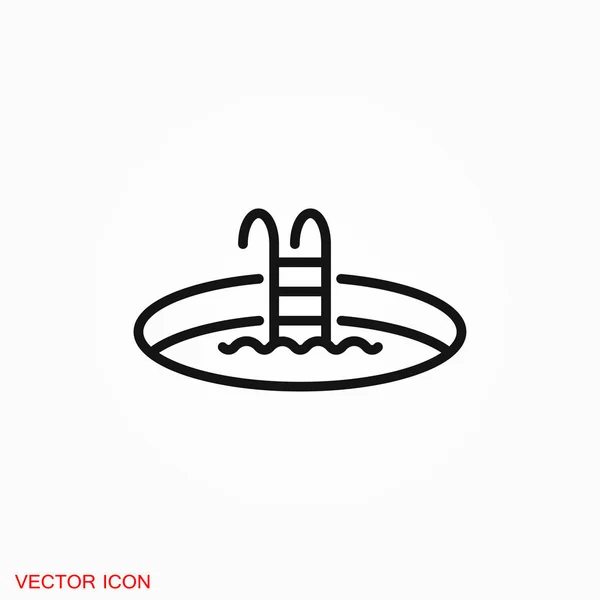 Piscina icono plano símbolo de signo vectorial para el diseño — Vector de stock