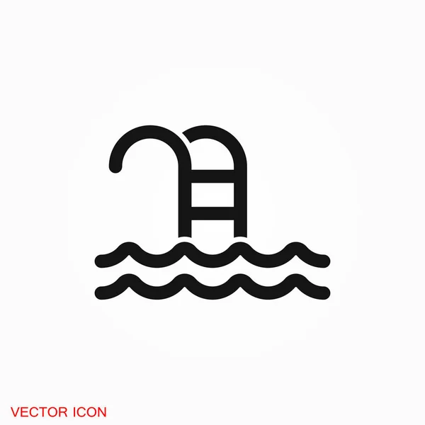 Symbole de signe vectoriel d'icône plate de piscine pour la conception — Image vectorielle