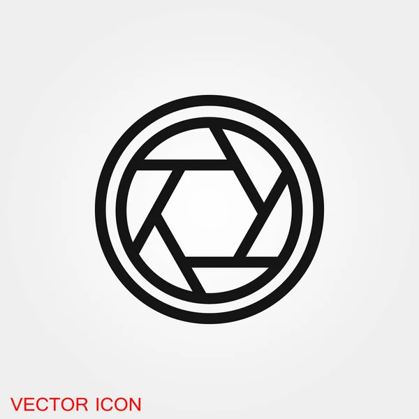 Kamera-Objektiv-Symbol-Vektorzeichensymbol für Design — Stockvektor