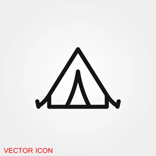 Camping tanda vektor ikon tenda untuk desain - Stok Vektor