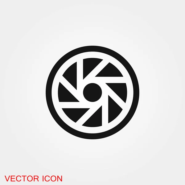 Kamera-Objektiv-Symbol-Vektorzeichensymbol für Design — Stockvektor