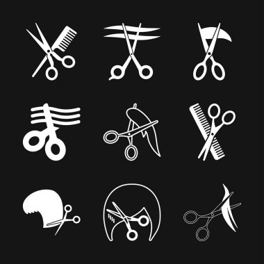 Kuaför simge vektör logosu, illüstrasyon, tasarım için vektör işareti sembolü