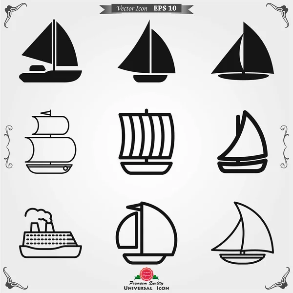 Boot-Symbol-Vektor im trendigen flachen Stil isoliert auf dem Hintergrund. Schiffstransport, Schiffssymbol — Stockvektor