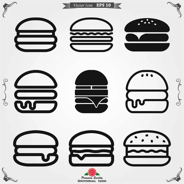 Arayüz ve UX, Web sitesi veya mobil uygulama için set hızlı gıda Burger simge vektörü