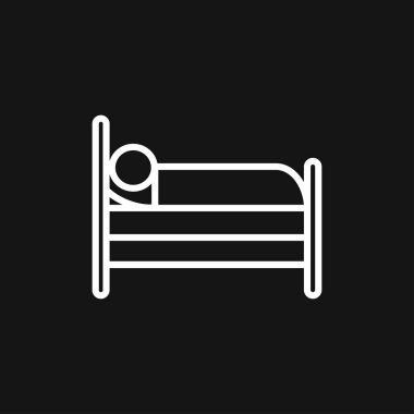 Yatak simgesi vektör, arka planda düz sembol.