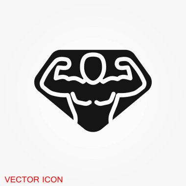 Vücut geliştirmeci simgesi, kas işareti. Web tasarım için vektör Illustration