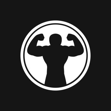 Vücut geliştirmeci simgesi, kas işareti. Web tasarım için vektör Illustration