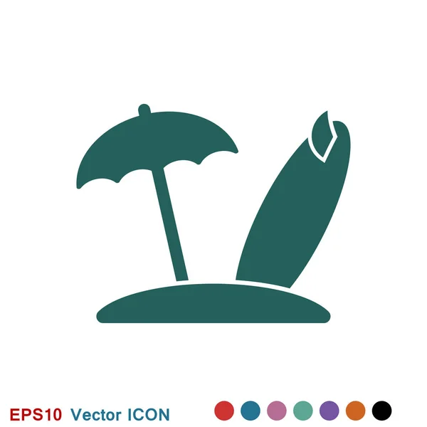 Strand-Symbol-Vektor für Urlaub und Tourismus, Sommer-Symbol — Stockvektor