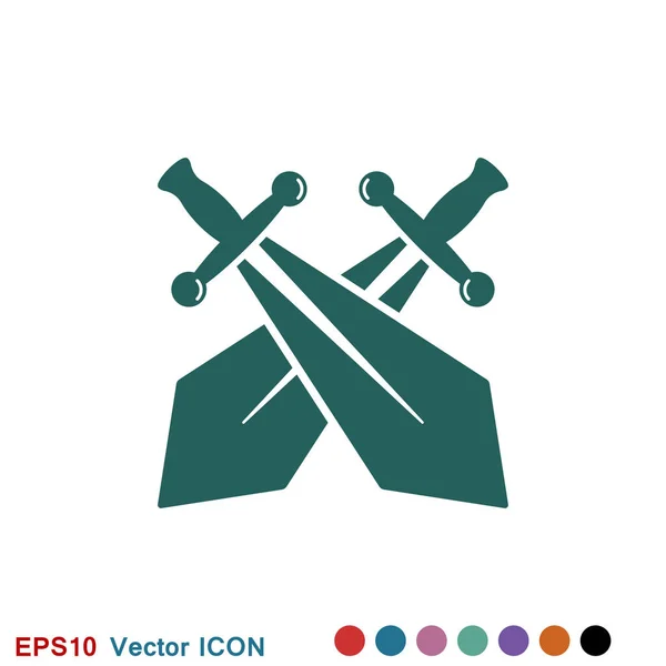 Icône épée, vecteur plat icône illustration isolé sur fond . — Image vectorielle