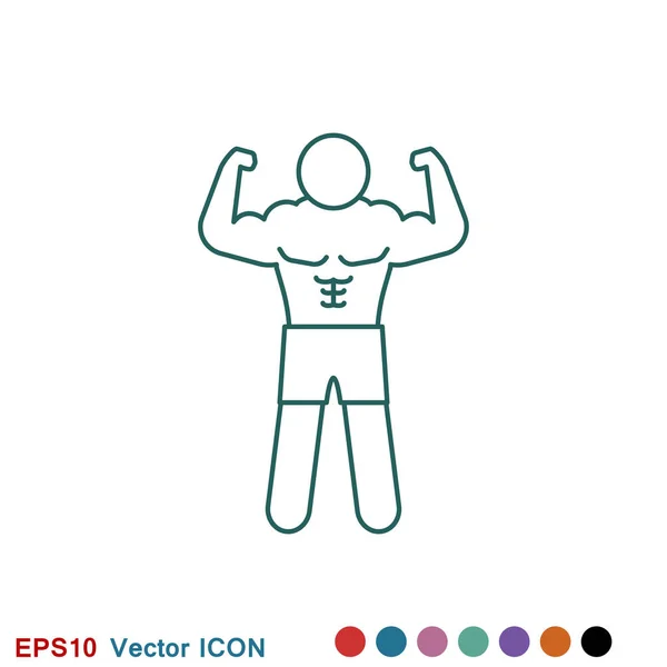 Bodybuilder icon, muscle sign. Vector illustration for web design — Stock Vector