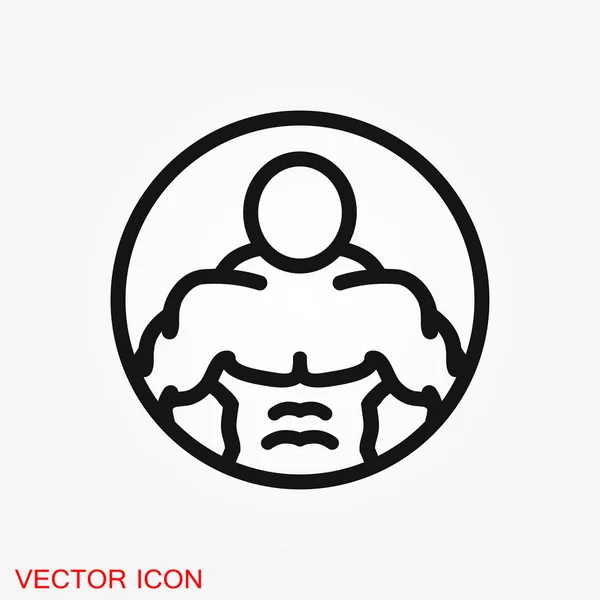 Icono del culturista, signo muscular. Ilustración vectorial para diseño web — Vector de stock