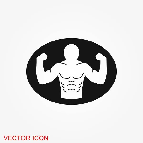 Bodybuilder-Ikone, Muskelzeichen. Vektorillustration für Webdesign — Stockvektor
