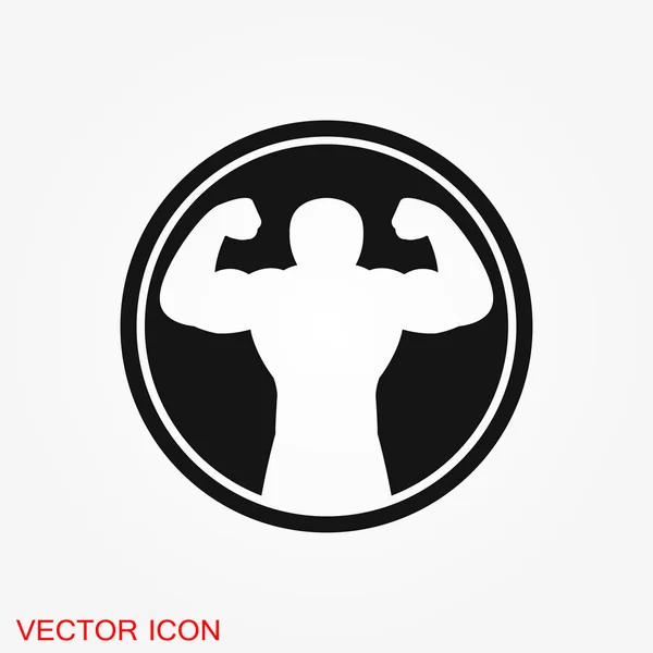 Icono del culturista, signo muscular. Ilustración vectorial para diseño web — Vector de stock