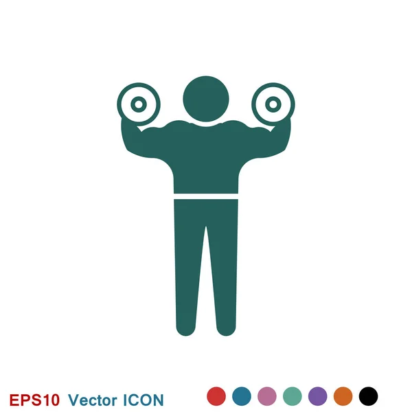 Bodybuilder icon, muscle sign. Vector illustration for web design — Stock Vector