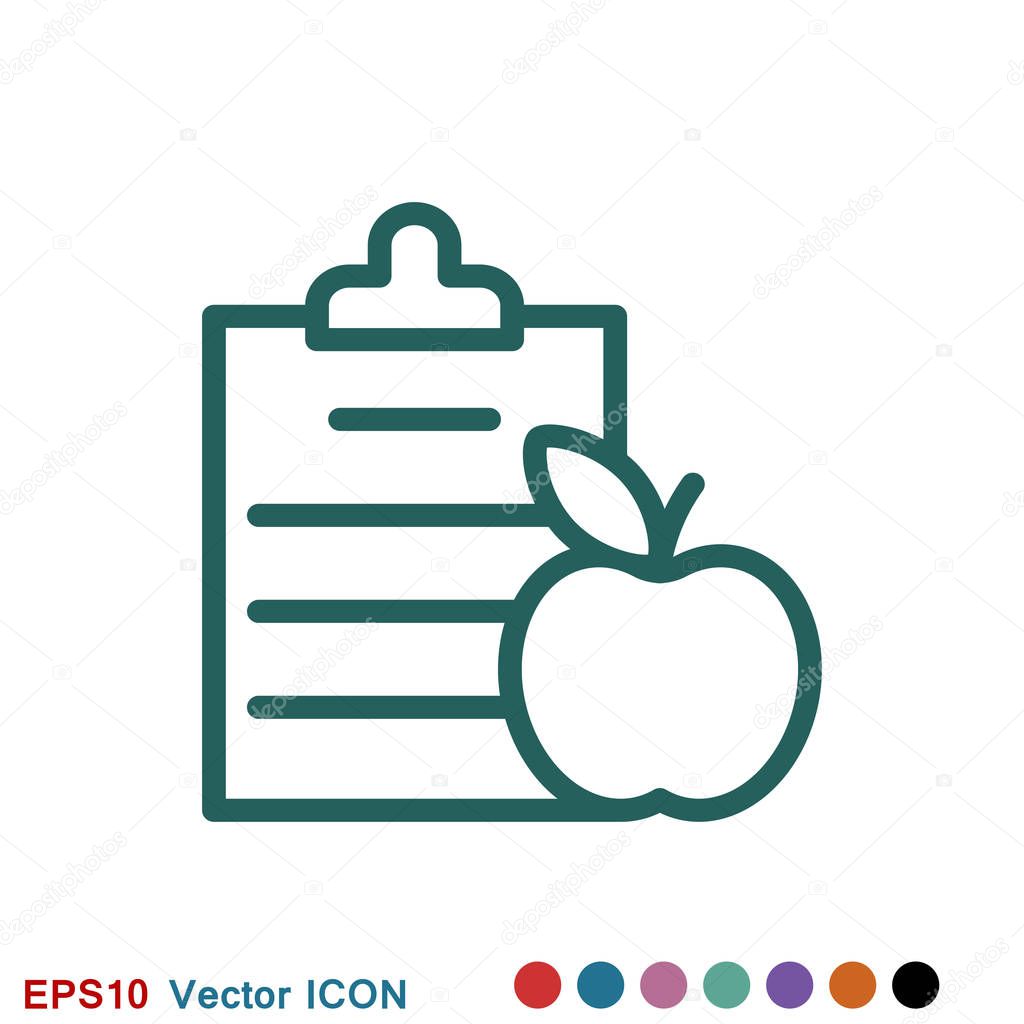 Dietary vector icon, food dietary labels isolated on background