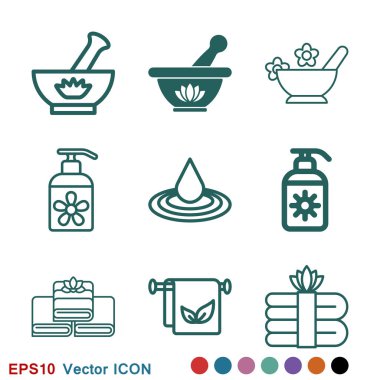 Aromaterapi simgesi, Aromaterapi için aksesuar. Web sitesi için konsept Illustration