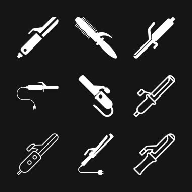 Kıvırıcı vektör simgesi. Güzellik unsurları, makyaj, kozmetik düz stil Icons