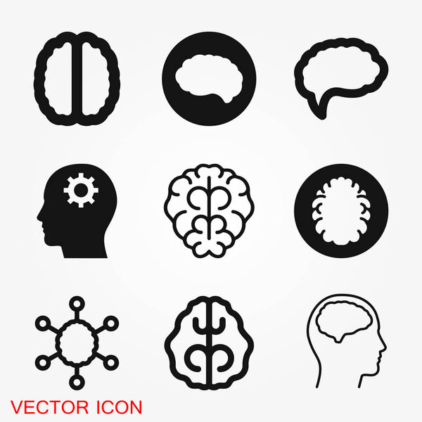 Brain vector icon. Simple illustration isolated on background