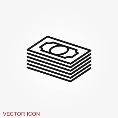 Para Banknotları vektör simgesi. İllüstrasyon tarzı düz bir ikonik