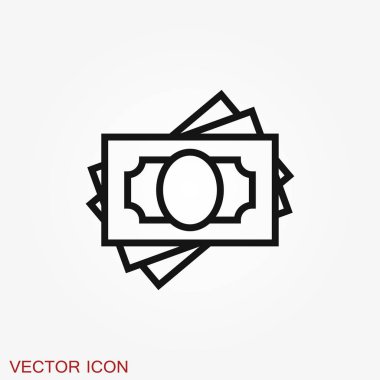 Para Banknotları vektör simgesi. İllüstrasyon tarzı düz bir ikonik