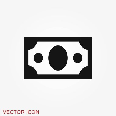 Para Banknotları vektör simgesi. İllüstrasyon tarzı düz bir ikonik