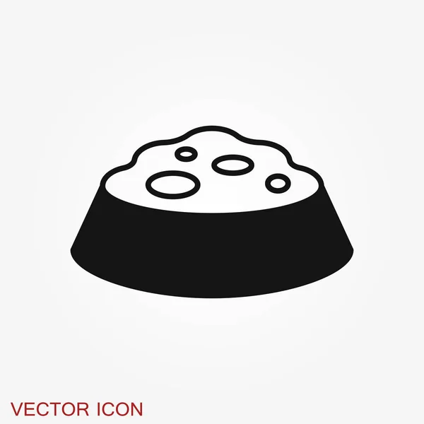 Pet food bowl vector icon logo, dog food bone — Stock Vector