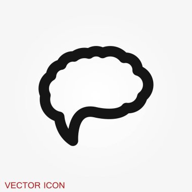 Beyin vektör simgesi. Arka planda yalıtılmış basit çizim