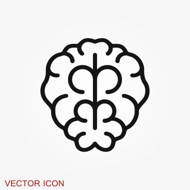 Beyin vektör simgesi. Arka planda yalıtılmış basit çizim