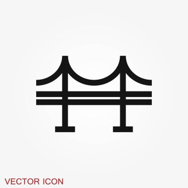 Düz tarzda köprü simgesi. Yol iş konsepti.