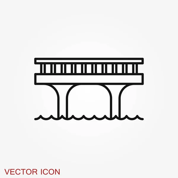 Bridge-Ikone im flachen Stil. Straßenverkehrskonzept. — Stockvektor