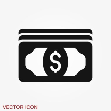 Para. Çizgi Simgesi Vektör çizimi. Ödeme sistemi.