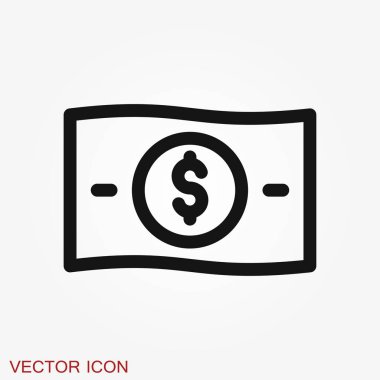 Para. Çizgi Simgesi Vektör çizimi. Ödeme sistemi.