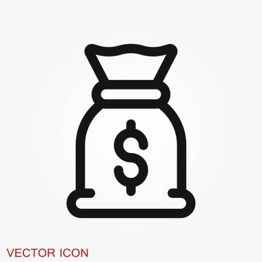 Para. Çizgi Simgesi Vektör çizimi. Ödeme sistemi.