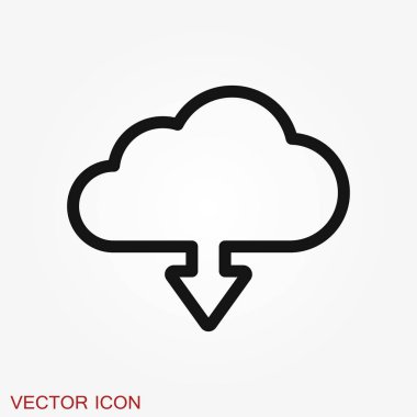 Bulut simgesi, anahat ve katı vektör çizimi