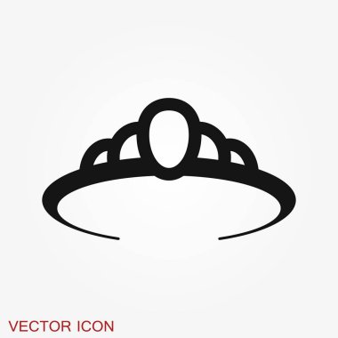 Düz tarzda Vektör Diadem simgesi. Royalty taç illüstrasyon pictogram.
