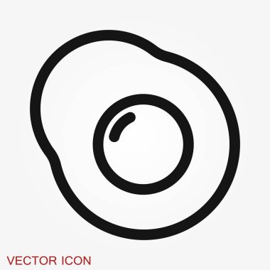 Yumurta vektör simgesi, kahvaltı gıda sembolü. Düz vektör çizimi