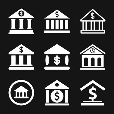 Banka simgesi tasarım şablonu. Vektör simgesi, sembol