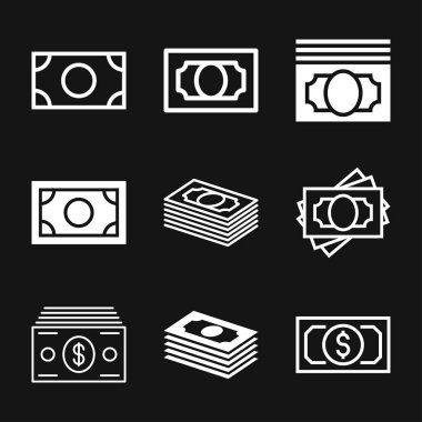 Para Banknotları vektör simgesi. İllüstrasyon tarzı düz bir ikonik