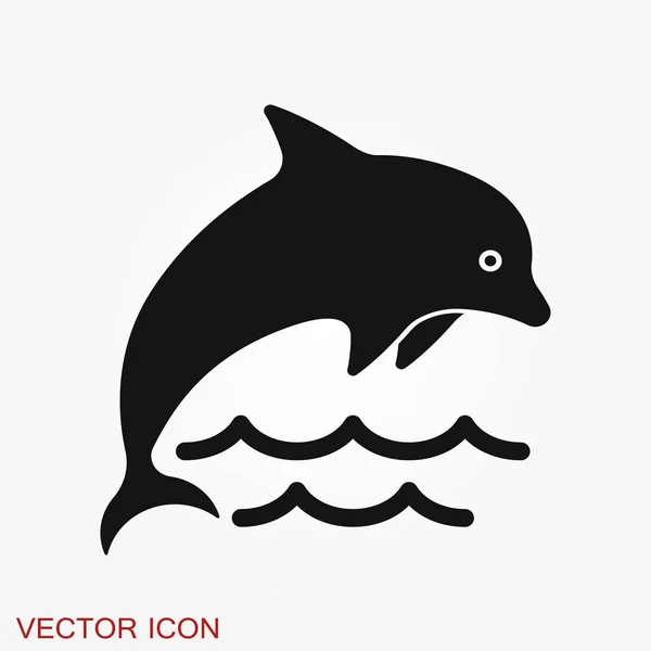 Delfin-Symbol, Vektor-Symbol für Säugetiere im Wasser für tierische Apps und Webseiten — Stockvektor